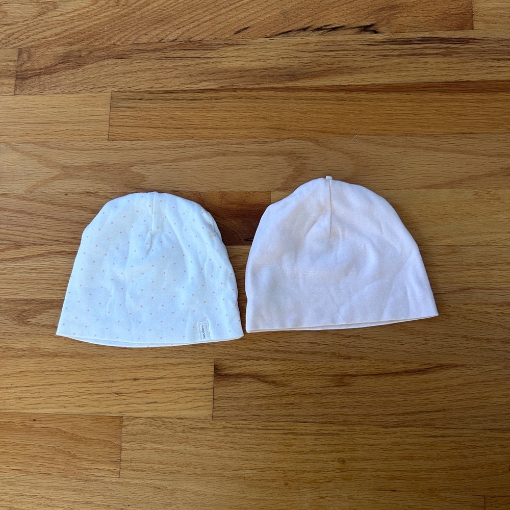 Soft White Baby Organic Cotton Beanie Set - 2 Pack